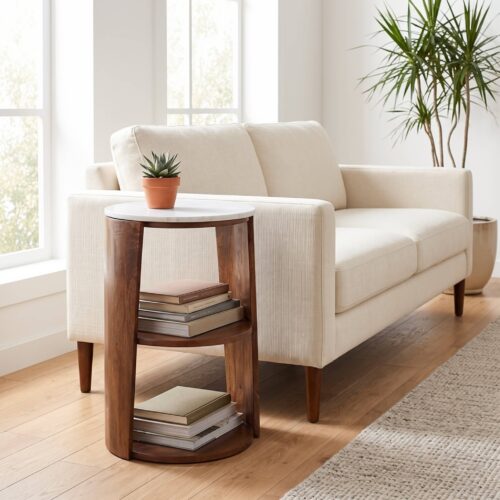 Three Tier Round Cylinder Side Table