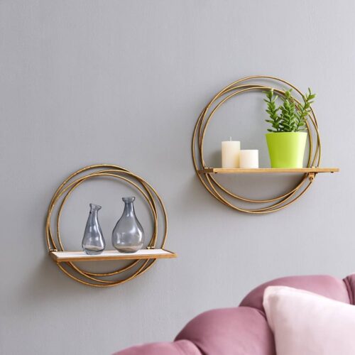 Golden Rings Floating Wall Shelves - Set of 2