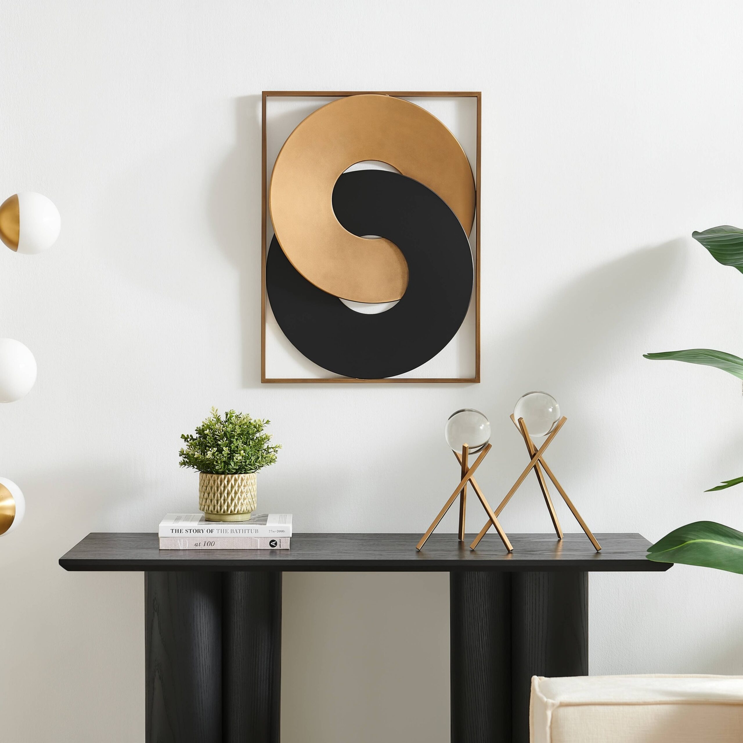 Gold and Black Intersecting Rings Wall Art