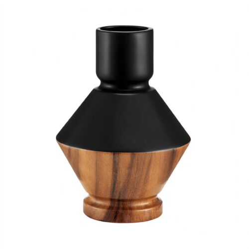 Hourglass Two Tone Vase Black and Walnut