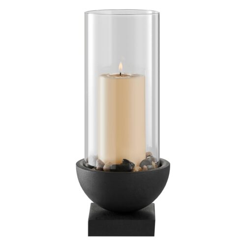 Modern Black Metal Bold Pedestal Glass Pillar Candle Holder
