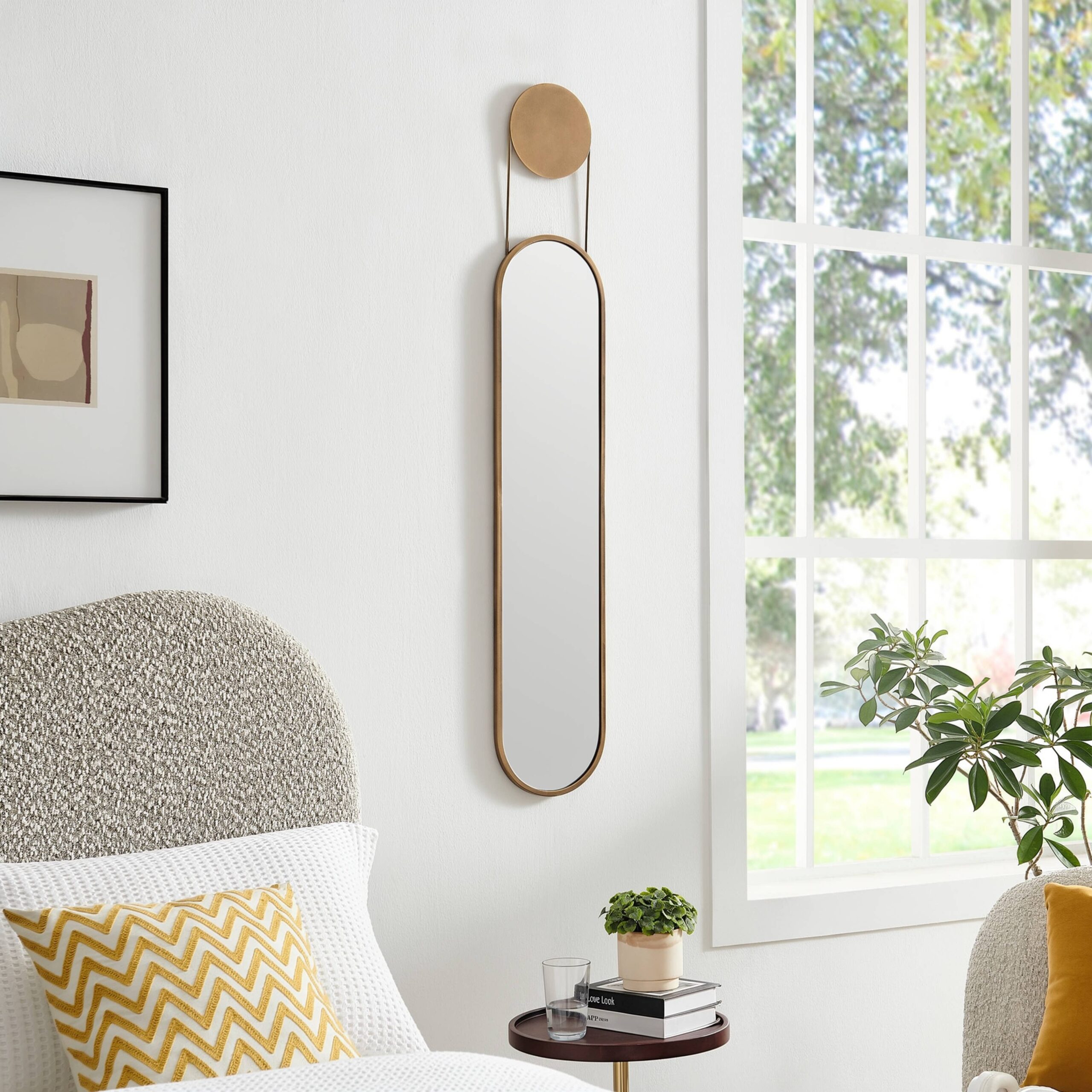 Antique Brass Oval Wall Mirror