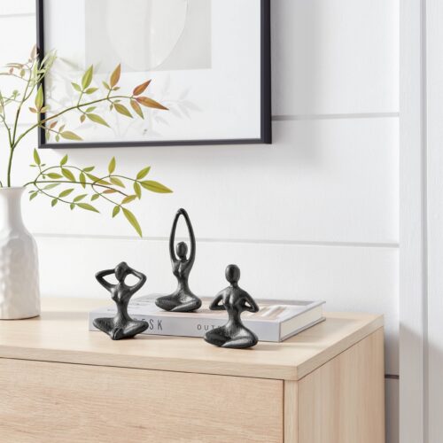 Female Yoga Figures Tabletop Sculptures Set of 3 Poses