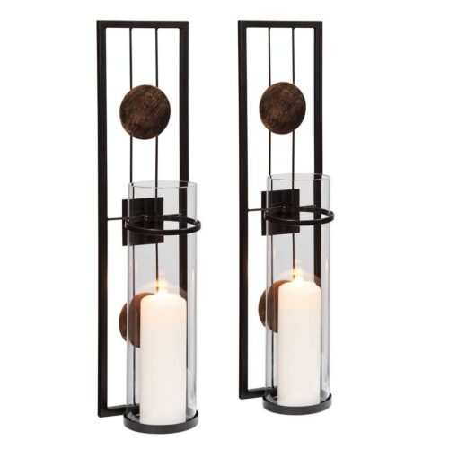 20" Metal Pillar Candle Wall Sconces Set of 2