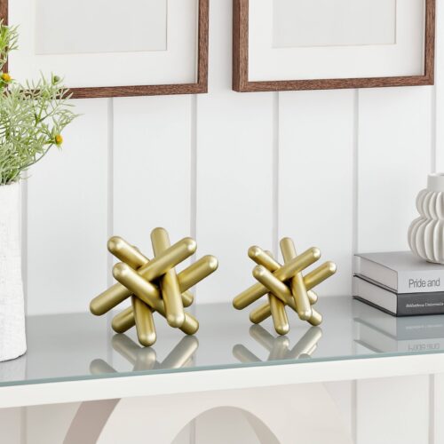 Gold Metal Geometric Sculptures - Set of 2 Sizes