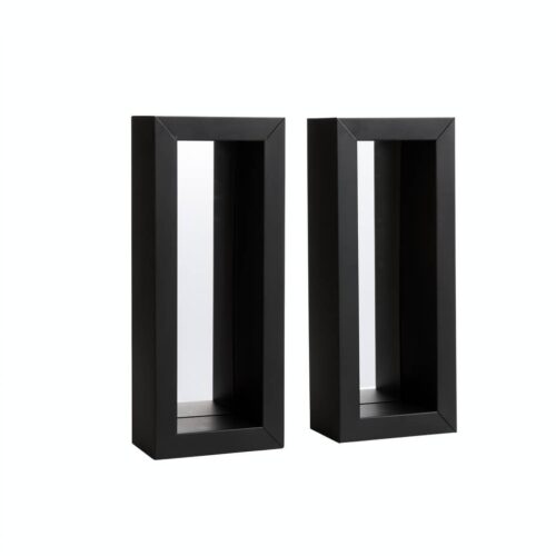 Set of 2 Vertical Mirror Pillar Candle Sconces W/Metal Frame