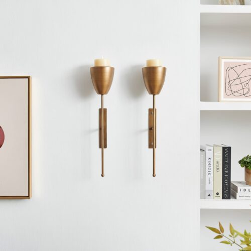 Antique Brass Wall Candle Sconces (Set of 2)